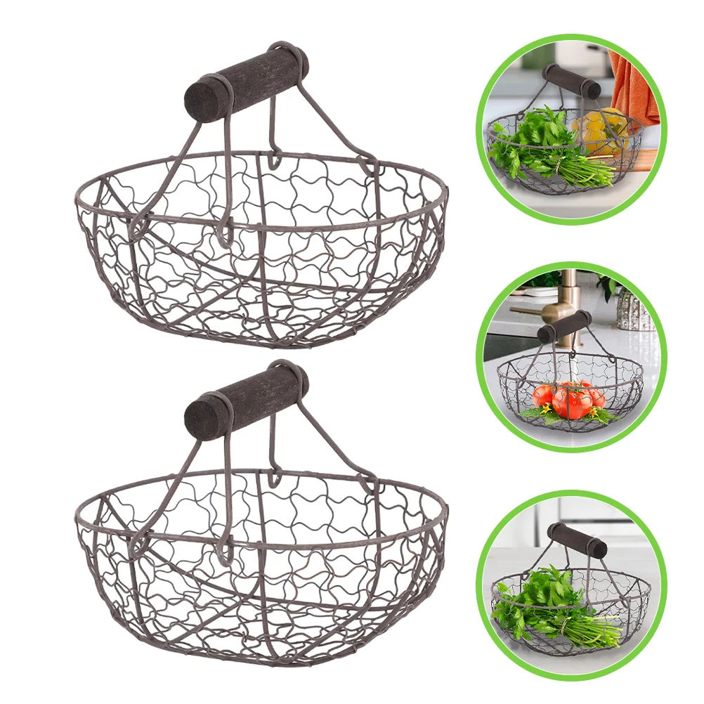 

Wrought Iron Storage Basket Fruit Vegetable Countertop Baskets Egg Kitchen Holder