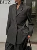 BJTZ Big Size Black Denim Jacket Wide Leg Pants Two Piece Suit New Lapel Long Sleeve Women Fashion Spring Autumn 2024 1