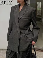 BJTZ Big Size Black Denim Jacket Wide Leg Pants Two Piece Suit New Lapel Long Sleeve Women Fashion Spring Autumn 2024 1