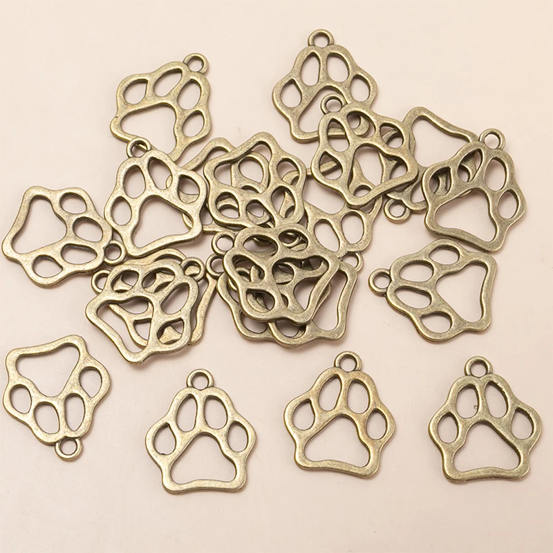 

30pcs Hollow Charms Dog Paw Claw Colorful Pendants DIY Crafts Making Findings Handmade Tibetan Jewelry Accessories 20*18mm