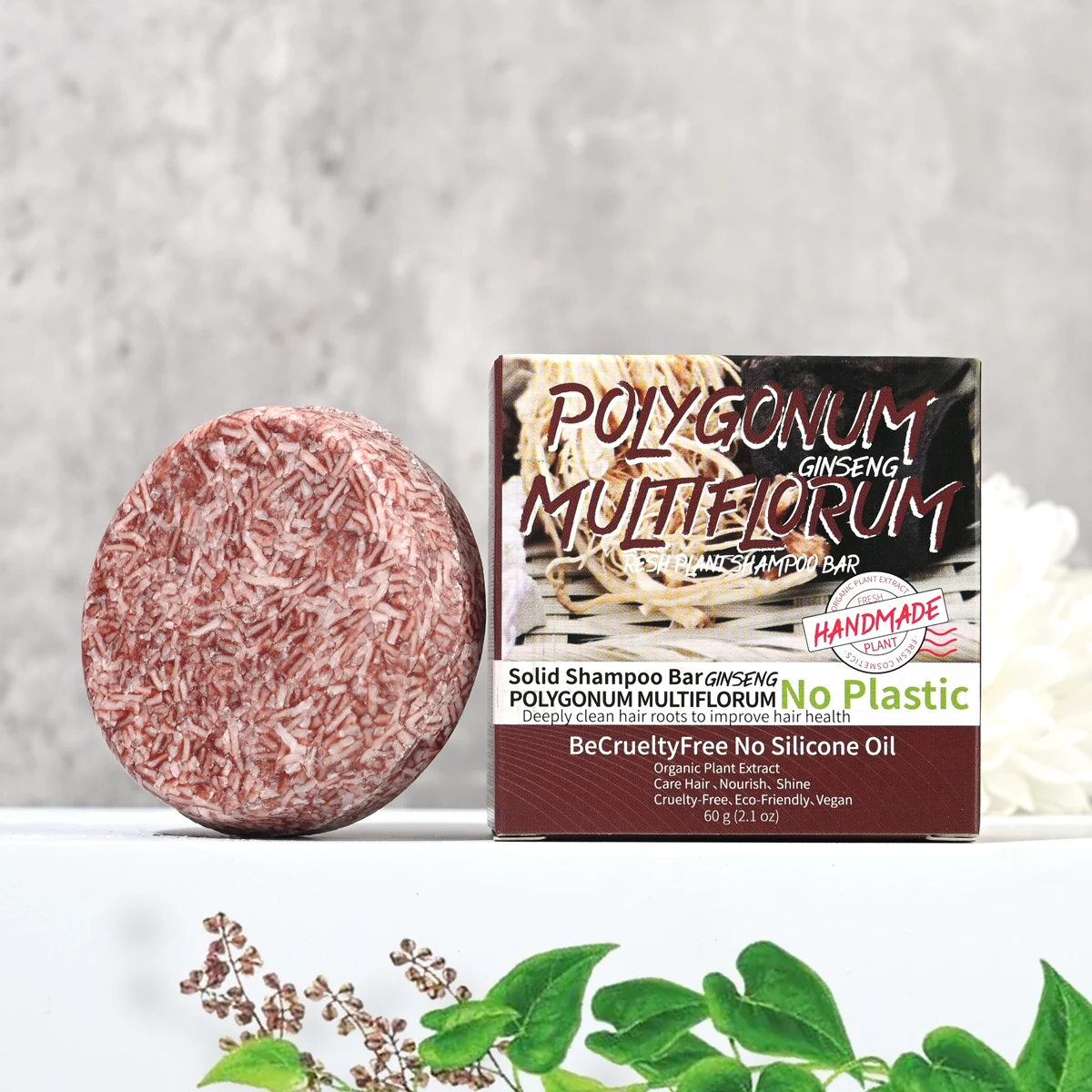 Polygonum Multiflorum Soap Private Label Hair Darkening Shampoo Bar Repair Damaged Hair Growth 60g