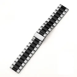 Stainless Steel Smartwatch Replacement Strap - Elegant Metal Belt for S4 or S4 Sport (Silver Black)