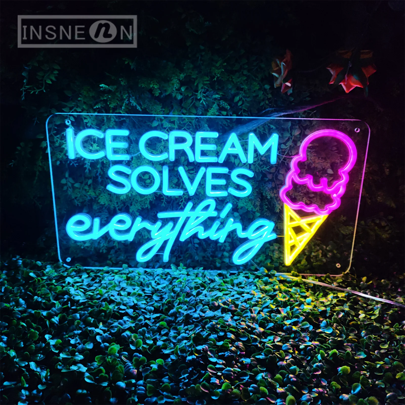 

Neon Sign Light Ice Cream Solves Everything for Shop Store Restaurant Business Advertising Neon Lights Ice Cream LED Signboard
