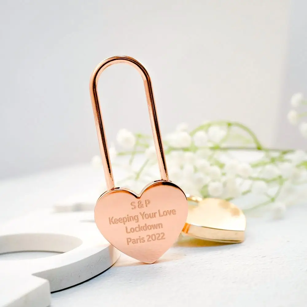 Personalized Metal Heart Shaped Padlock With Key Engagement Wedding Valentine's Day Gift metal heart padlock