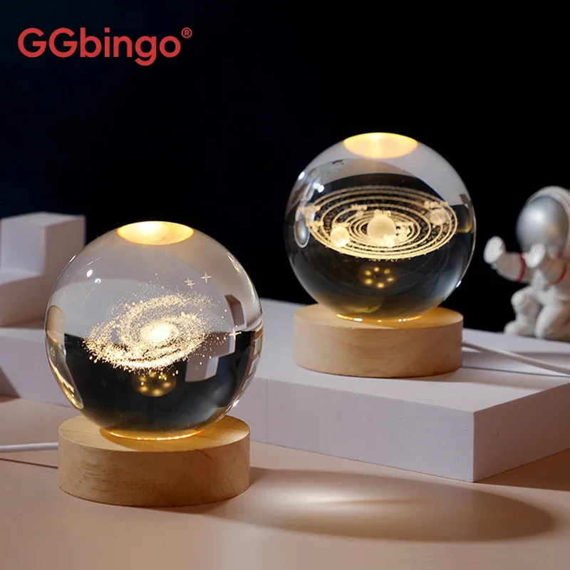 Starry Galaxy Crystal Ball Night Lamp - Ambient Bedroom Light & Creative Gift