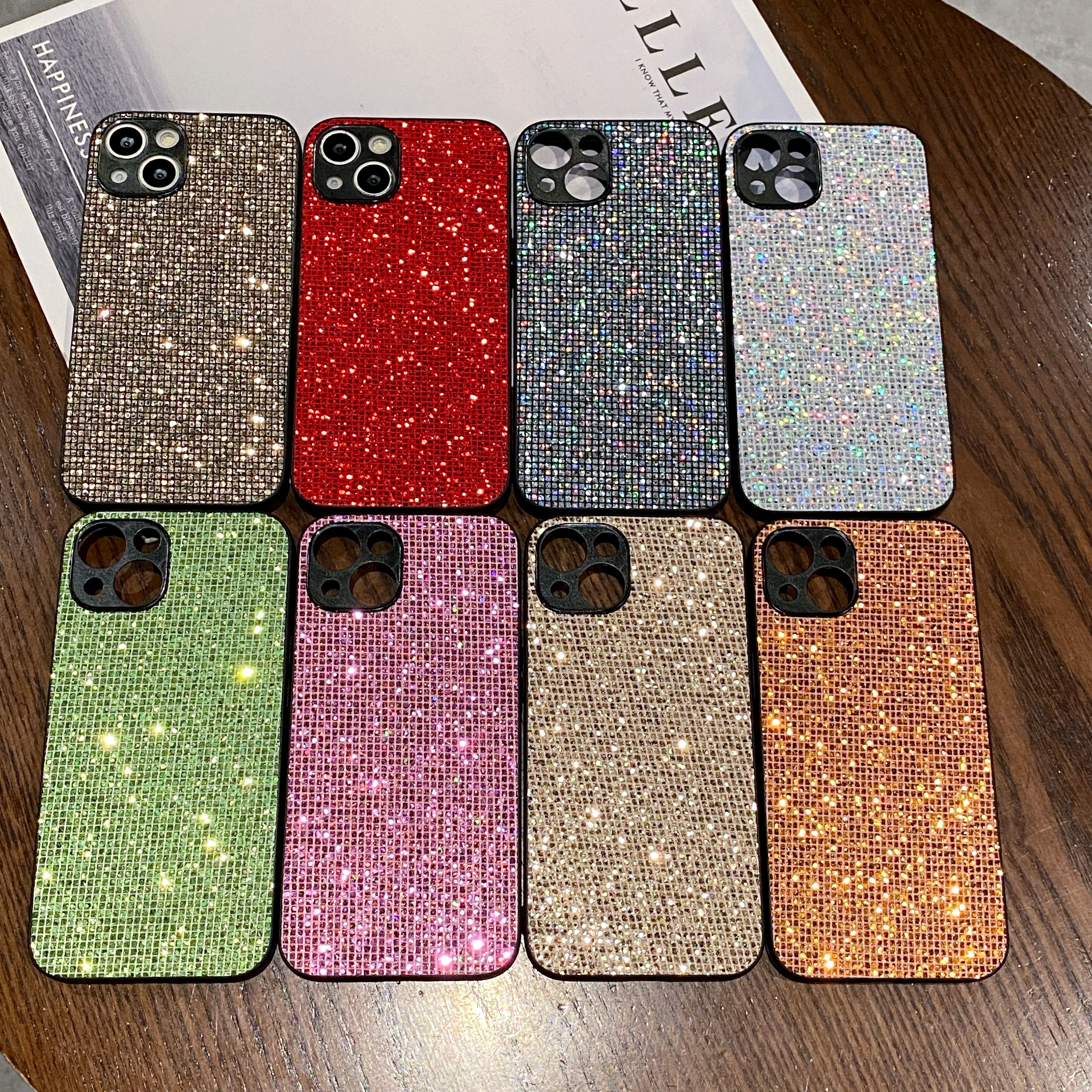 Luxury Bling Glitter Colorful Sequin Lattice Pattern Soft Phone Case Cover