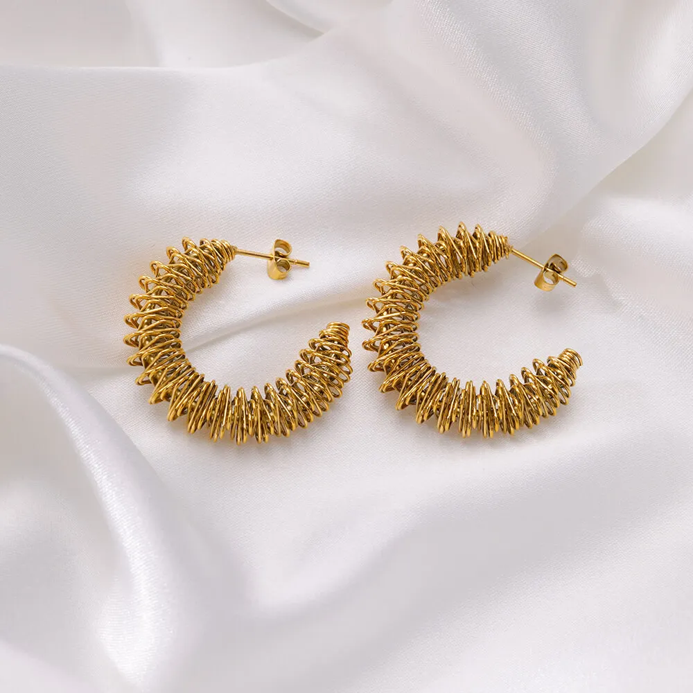 C-shaped Rotating Spring Narrow Earring For Women