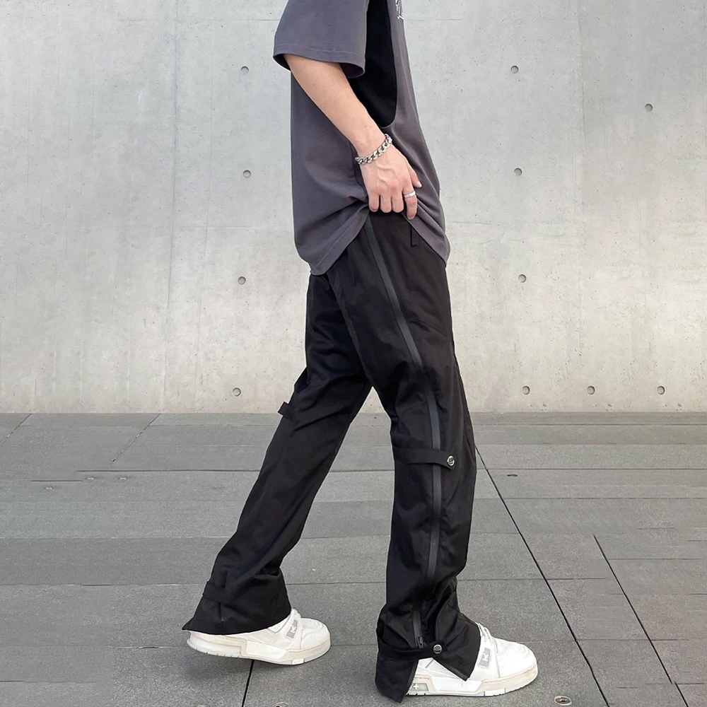 Casual Pants Men Y2k Streetwear Black Fashion Flared Trousers Summer Simple Solid Color High Street Autumn Fit Pantalones Hombre