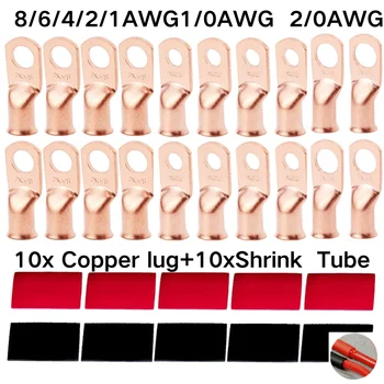 10PCS Copper Ring Terminal Connectors with Heat Shrink Tubing 1