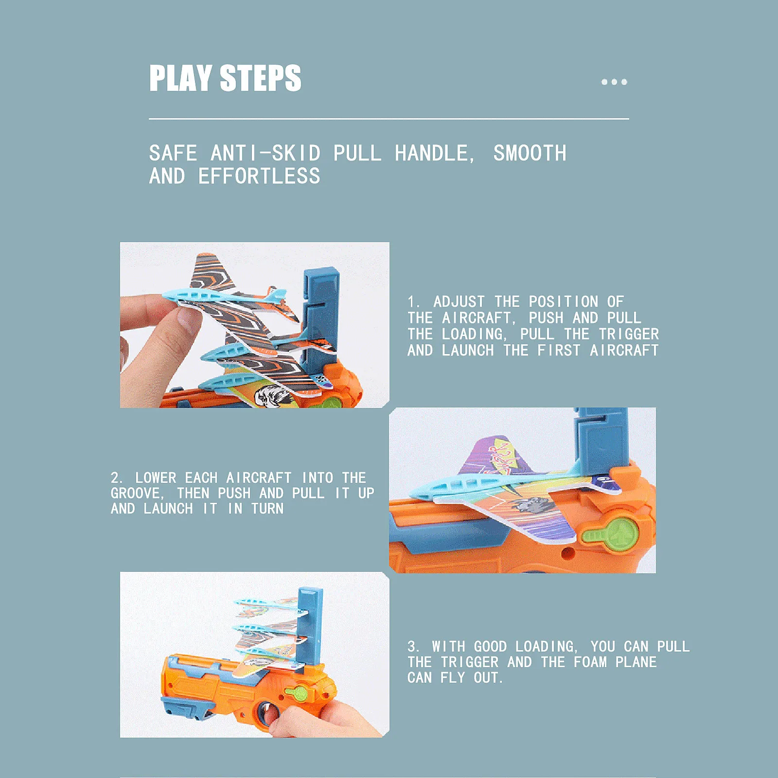 Teklemon – Avion En Mousse Avec Pistolet Catapulte – 3 Planeurs + Lanceur – Jeu Extérieur 3-12 Ans, Deux Modes De Vol