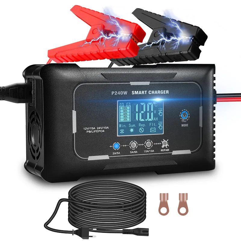 Car Battery Charger 12V/15A 24V/10A Full Automatic Auto Battery