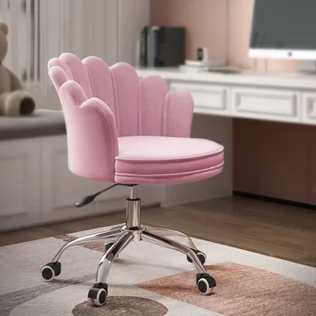 Nordic Flannel Chairs For Office Student Dormitory Sofa Chair Swivel Lift Bedroom Pink Vanity Chair Garden Furniture HY50DC