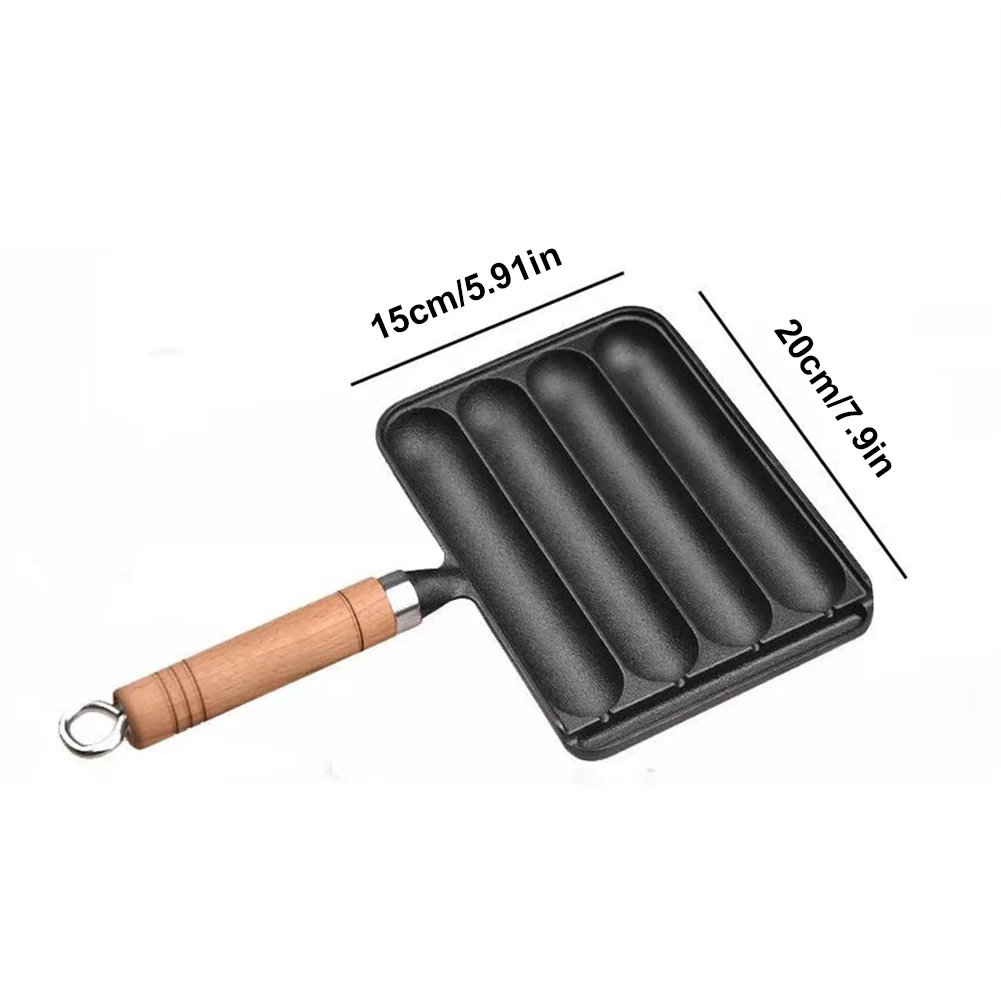 Cast Iron Home Pre Seasoned Grilled Sausage Pot Easy Clean Square Homemade Hot Dog Mold Sausage Pan for Grilled Cooking