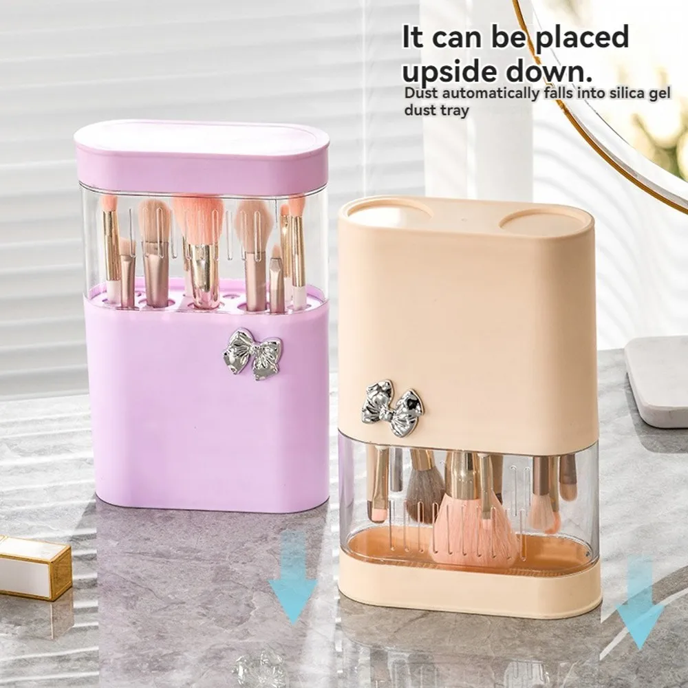 Make-Up Brush Drying and Storage Box with Lid, Acrylic Makeup Brush Air Drying Rack Holder Cosmetic Brush Organizer, 13 Holes 6