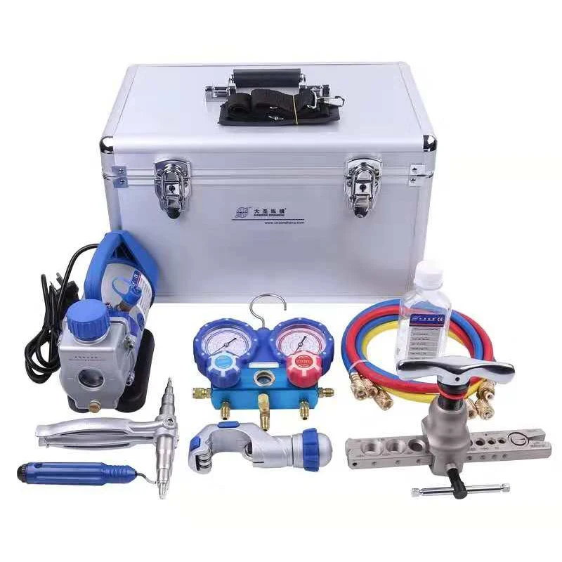 

WK-7P Refrigeration /Air conditioning refrigeration repair tool kit set,Vacuum pump and tube expander tool,pressure gauge