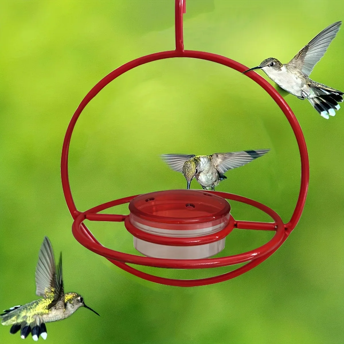 Hummingbird Drinker Feeder with Red Bowl Outdoor Humming Bird Feeder Attract Birds for Outside Garden Backyard Patio Deck
