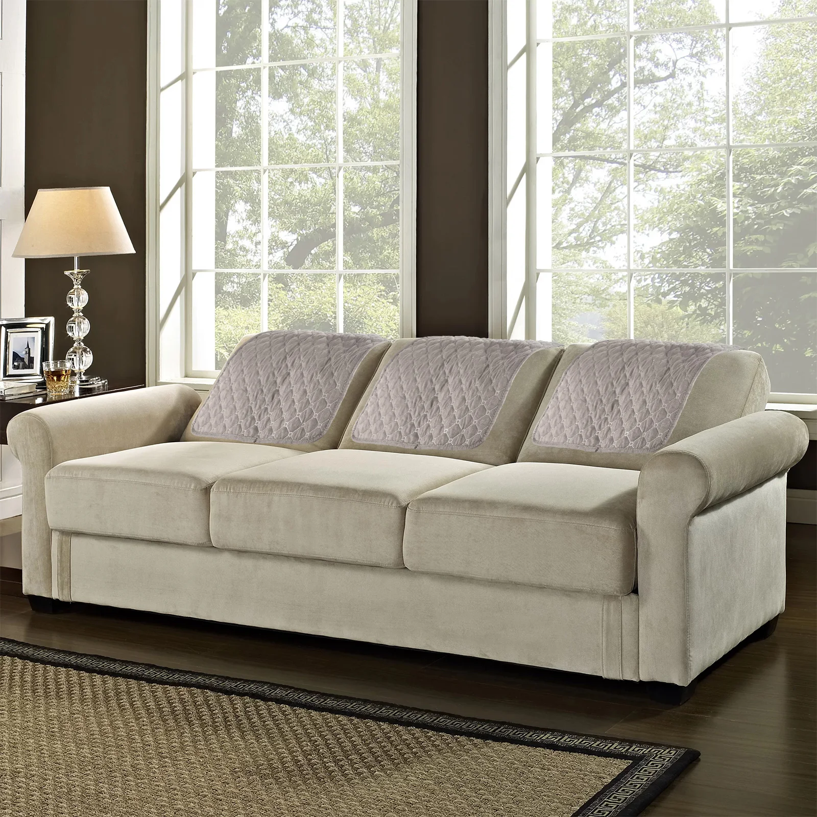 3Pcs Sofa Headrest Cover Polyester Soft Recliner Headrest Protector 57x38cm Wear Resistant Furniture Protector for Recliner Sofa