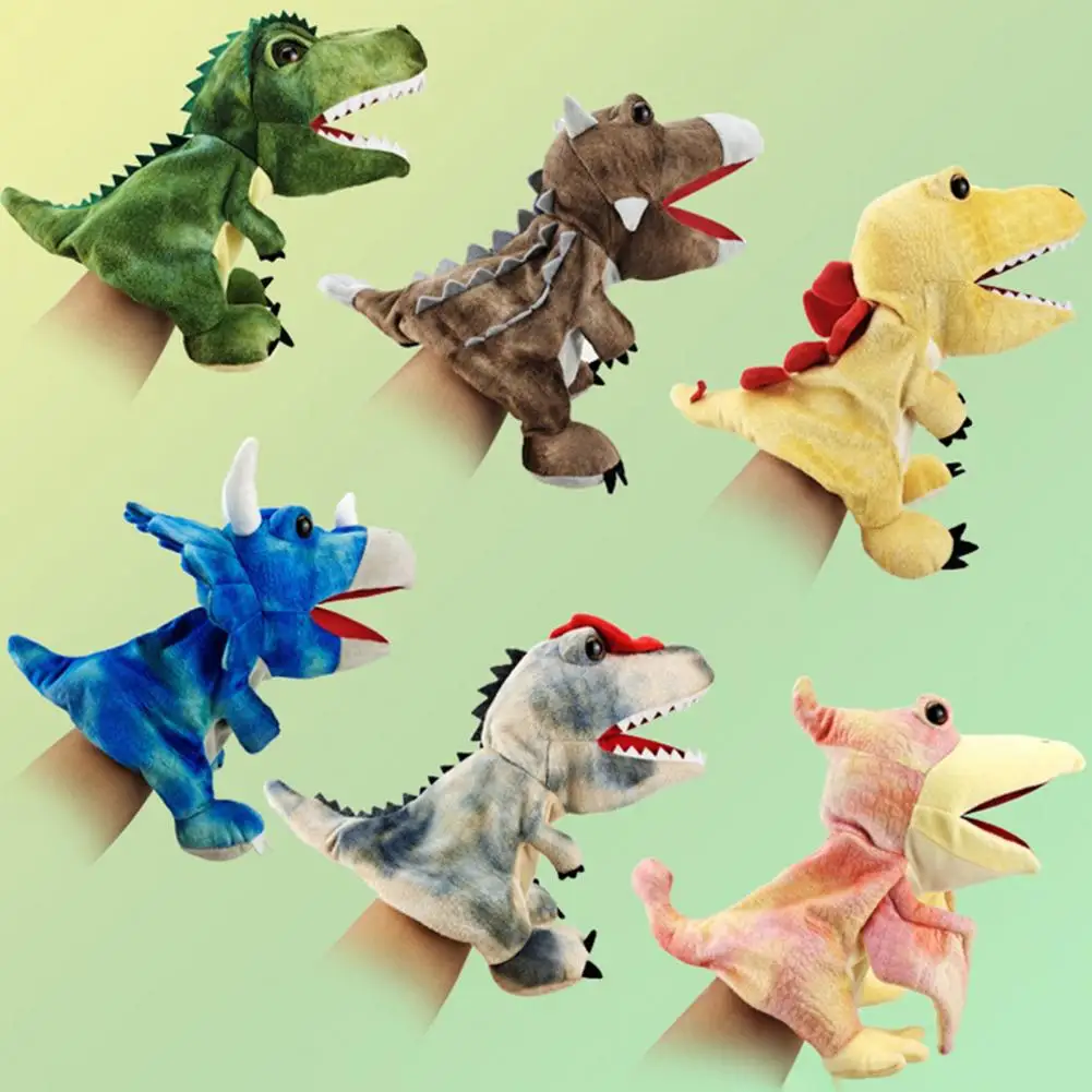 

25cm Dinosaur Hand Puppet Cute Tyrannosaurus-Rex Stegosaurus Pterosaur Doll Plush Gloves Interactive Educational Toys Animal Plu