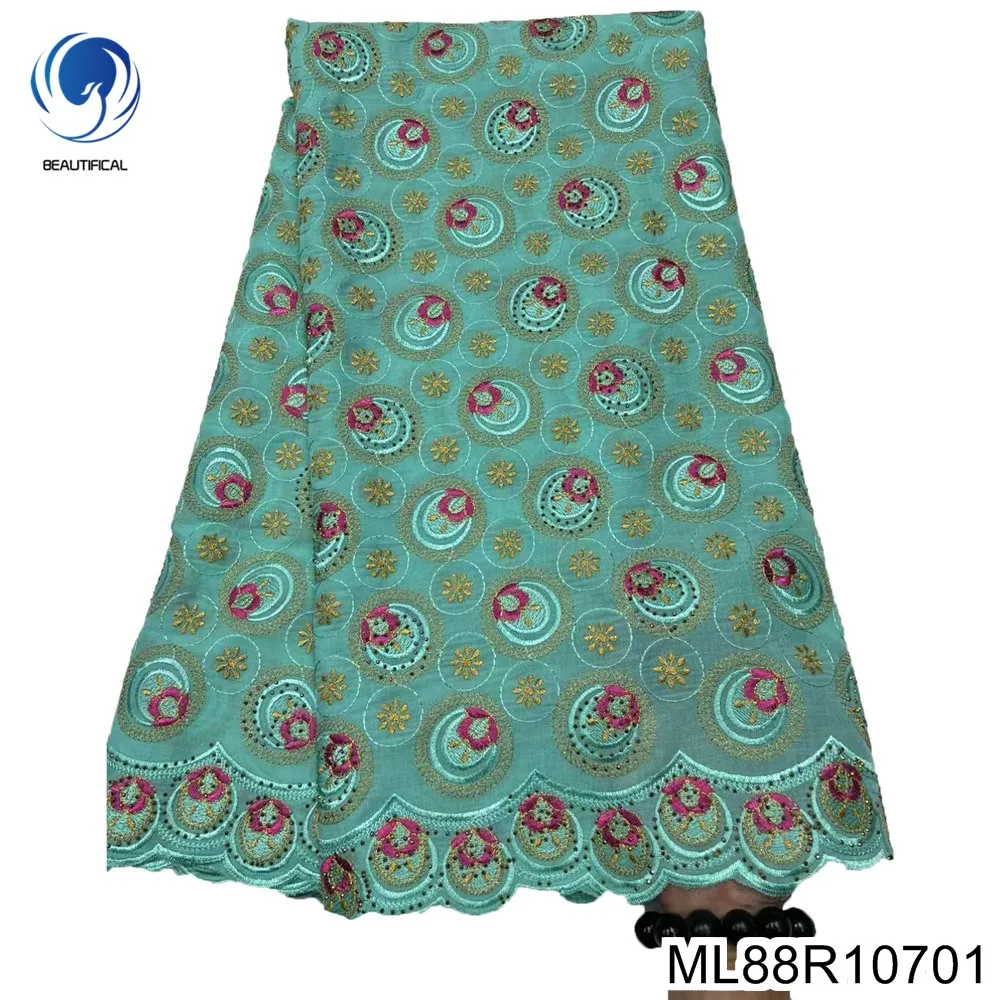 

5 ярдов, Африканский камень с вышивкой, превосходное качество, швейцарская вуаль, хлопчатобумажное кружево, официальное облегающее платье, ML88R107