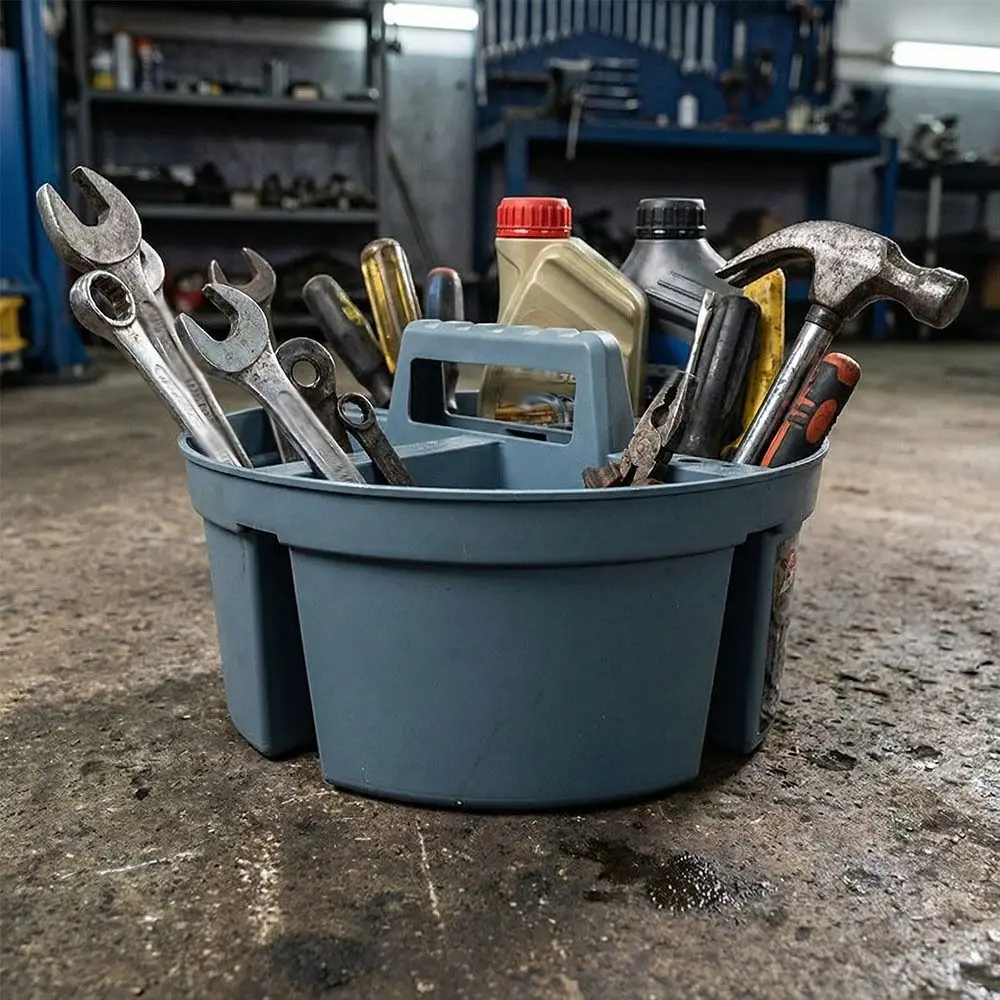 플라스틱 소재 분할형 박스 두꺼운 디자인 휴대용 원형 공구함 다중 수납공간 휴대용 사이즈 부품 박스 너트 및 볼트