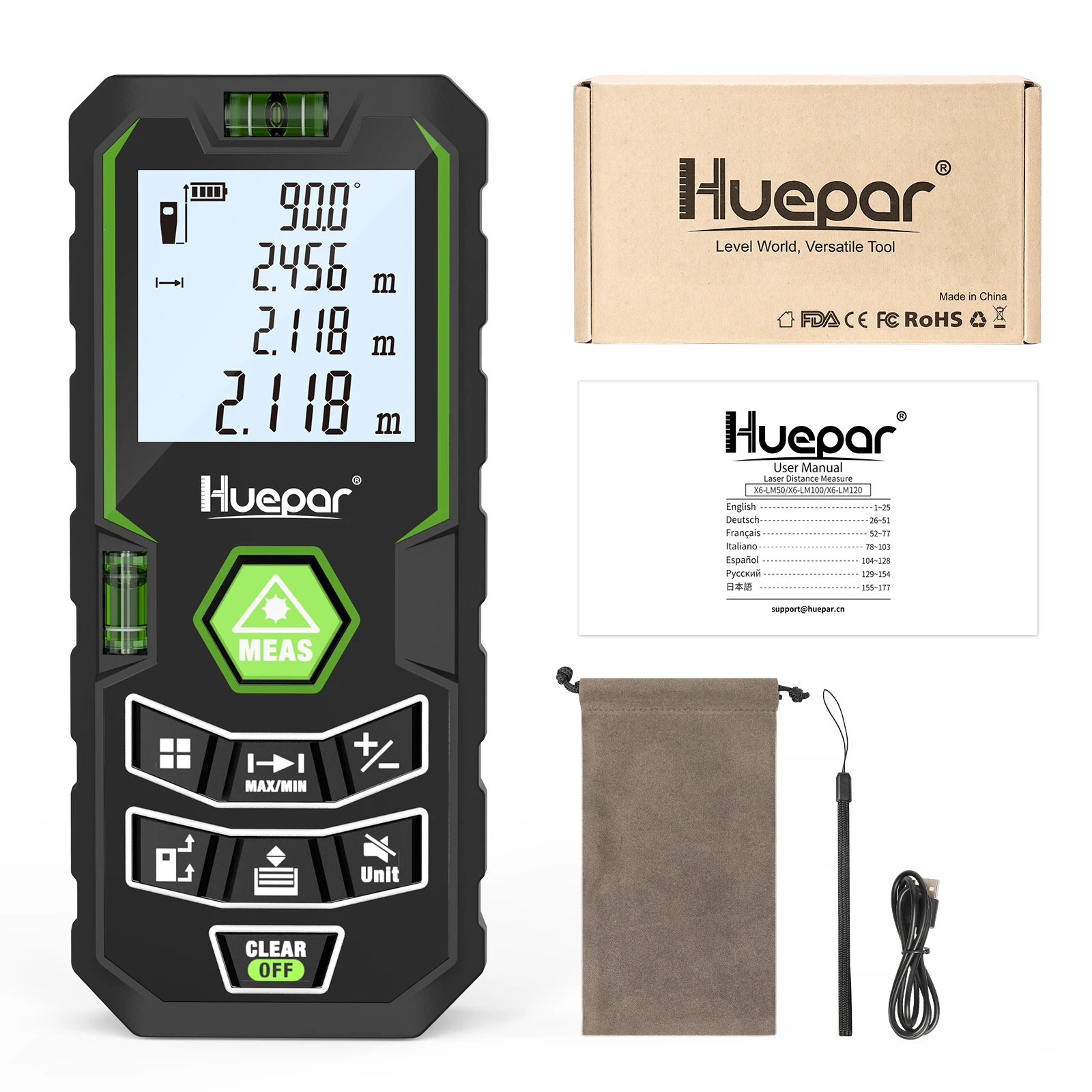 

Лазерное расстояние Huepar, измерение детской яркости/100/120 м/дюйм/фут, ЖК-лазерное измерение с подсветкой, с электрическим угловым датчиком громкости, несколько режимов