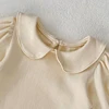 Autumn New Baby Clothing for Girls Fashion Versatile Doll Neck Bubble Long sleeved Sweetheart Solid Color Crawling jumpsuit 4