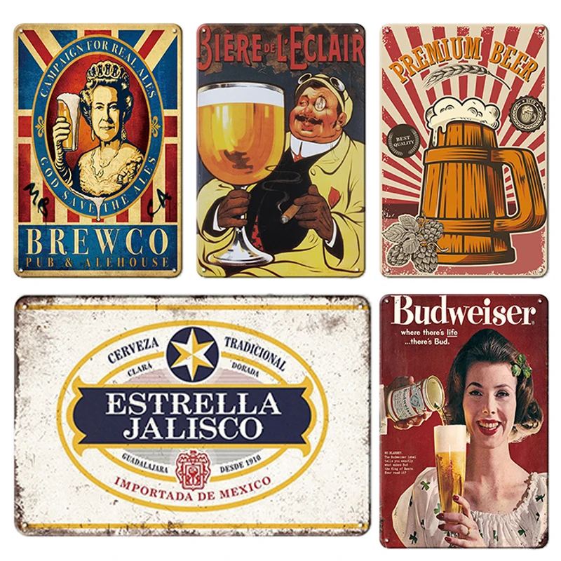 

Retro Metal Vintage Poster Beer Brand Vintage Metal Sign Tin Sign Decorative Plaque Home Decor Pub Bar Man Cave Club Wall Decor