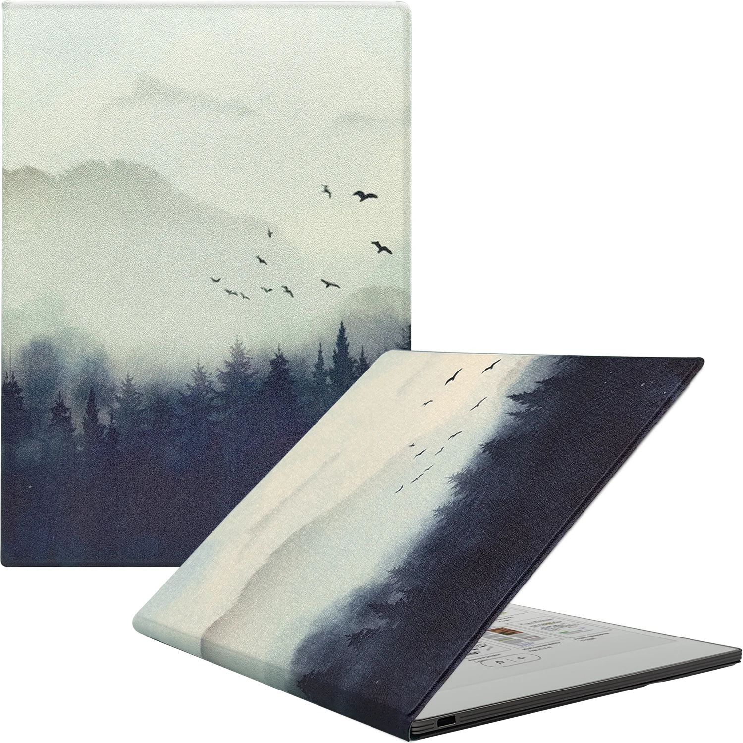 Premium PU Leather Book Folio with Pen-Buckle and Smart Magnetic Cover in Classic Black