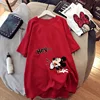 Large Size Mickey Mouse T-shirt Girl Trend Mid-Length Loose Casual Short-Sleeved Cartoon Mickey Print T-shirt Round Neck Top 3