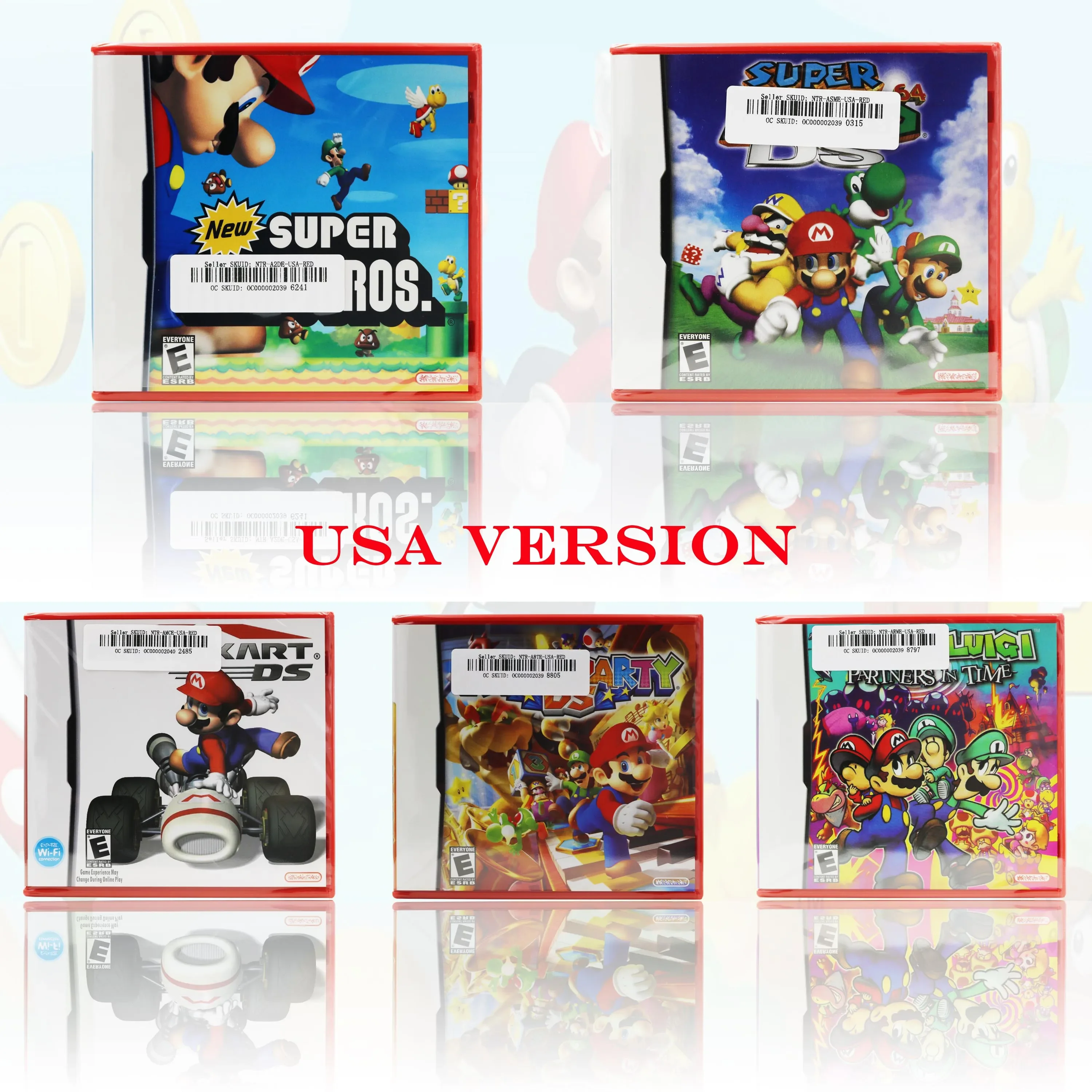 Американская версия Super 64/Bros/Kart/вечерние/Partner in Time DS игровая карта с красной подсветкой с руководством для консоли серии DS