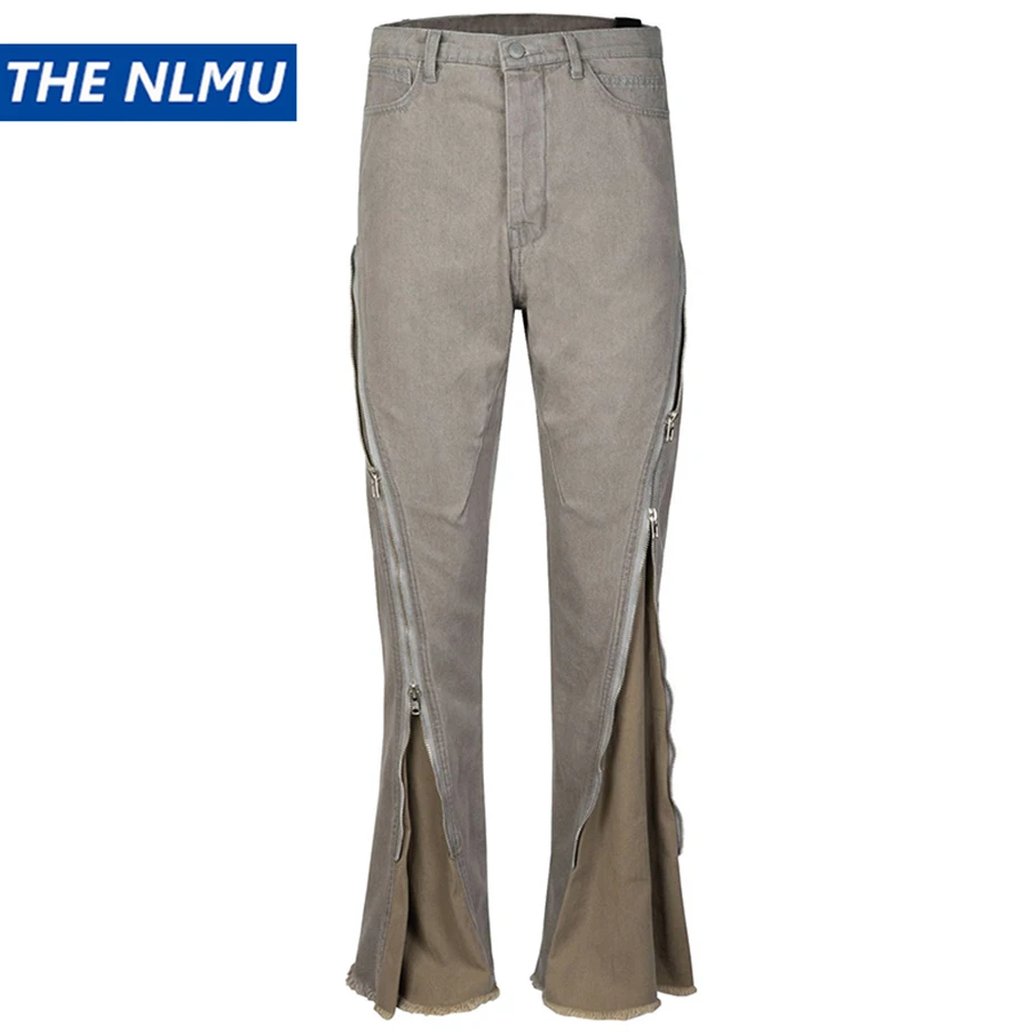 

Men Fashion Jeans Luxury Designer Long Zipper Open Denim Pants