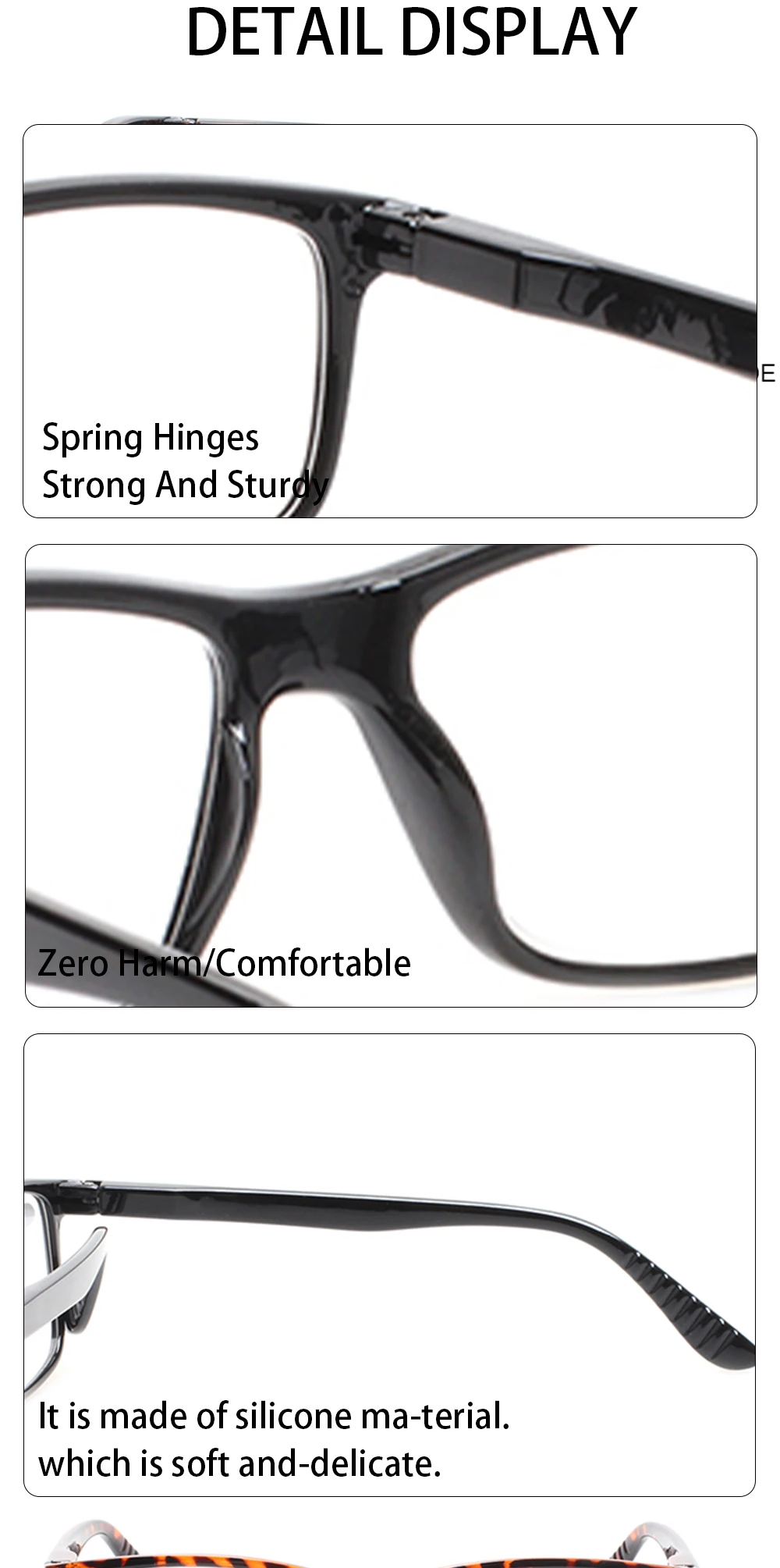 Turezing Reading Glasses  Spring Hinge Men Women Readers Eyeglasses  Diopter +0, +50, +75, +100, +200...+600 6