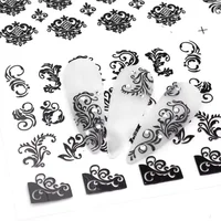 1PCS Black White Nail Stickers Flower Leaf Necklace 3D Sliders Decal Gel Polish Sticker DIY Design Manicure Tips HBJY373-384 2