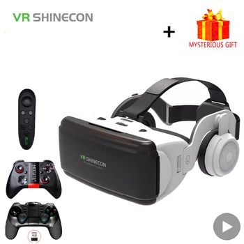 VR Shinecon Casque 헬멧 3D 안경, 스마트폰 헤드셋 고글, 쌍안경, 비디오 게임, 와이드 렌즈, 가상 현실