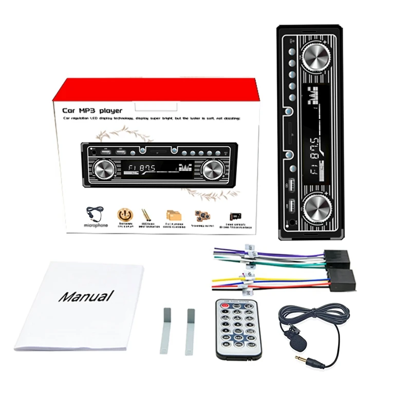 Retro Autoradio One Din Autoradio Car Audio Bluetooth Lettore Mp3 Bluetooth Vivavoce Usb/Tf Autoradio Iso