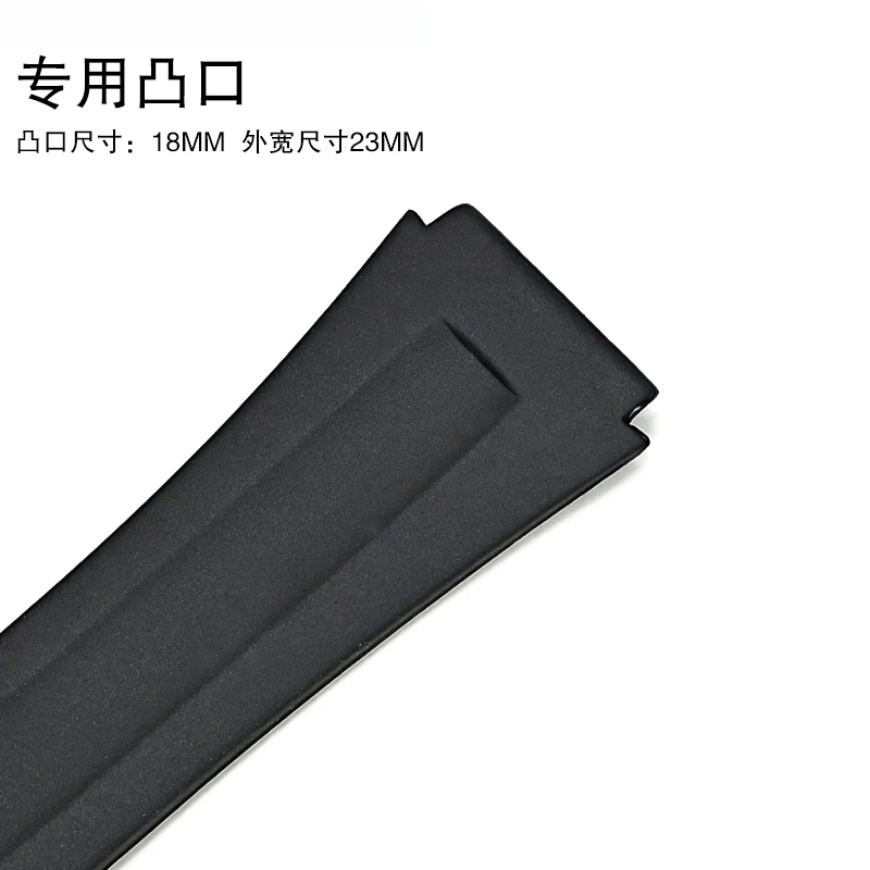 Men's 18mm Black Waterproof Rubber Watch Strap - Sporty Resin Replacement Band
