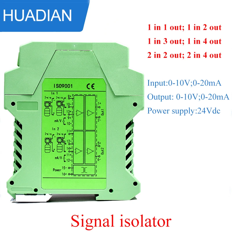 2 channels 420ma to 010vdc converter voltage current signal isolator
