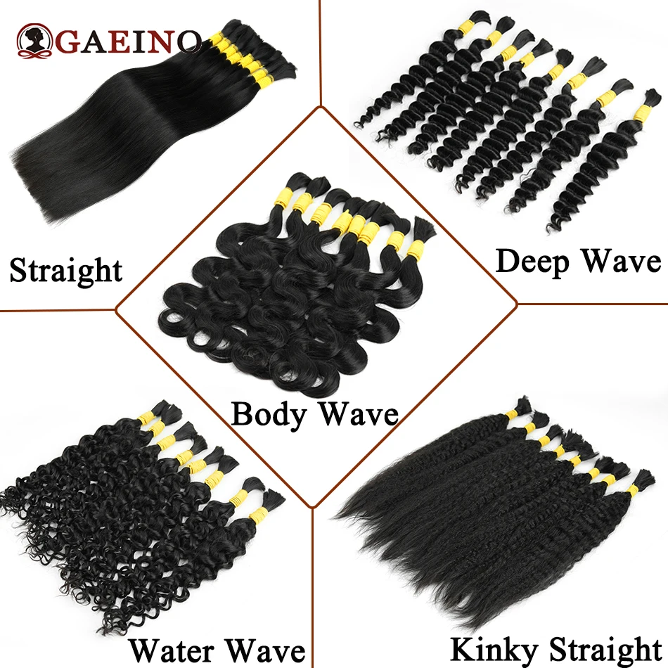 Bulk Hair Extensions Human Hair Natural Black No Weft Human For Braiding Real Remy Bundles For Women 10-28Inch