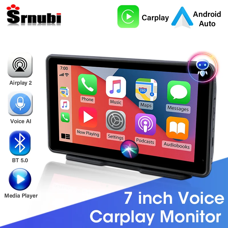 

Srnubi CarPlay Android Auto Car Radio Multimedia Video Player 7 Inch Portable Voice Touch Screen for Ford VW Honda BMW Lada Fiat