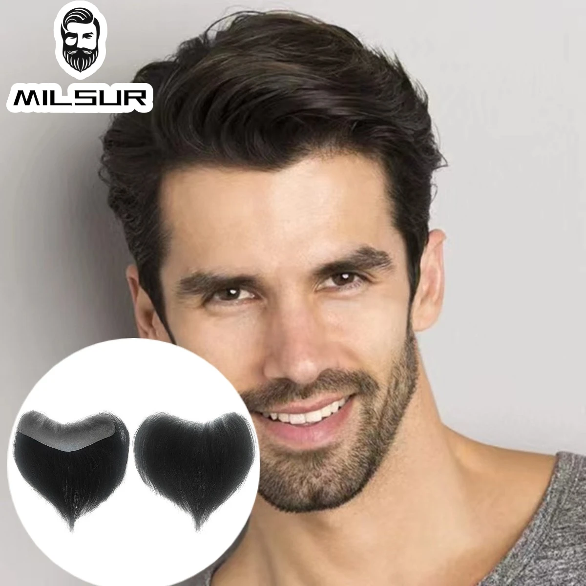 Front Men Toupee 100% Human Hair Piece For Men V Style Front Toupee Wig Remy Hair With Thin Skin Base Natural line human hair toupee