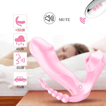 3 IN 1 Sucking Vibrator Wearable Dildo Vibrator Anal Vagina Clitoris Stimulator Female Vibrators Sex Toys for Women Oral Suction 5