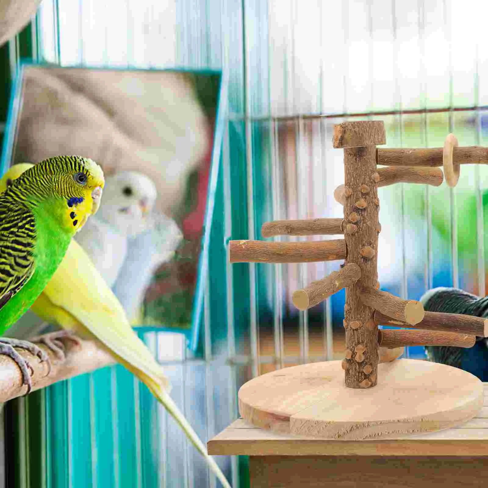 

Game Shelf Parrot Climbing Toy Tabletop Stand Indoor Perch Chew Parakeet Decorative Wooden Bird Office