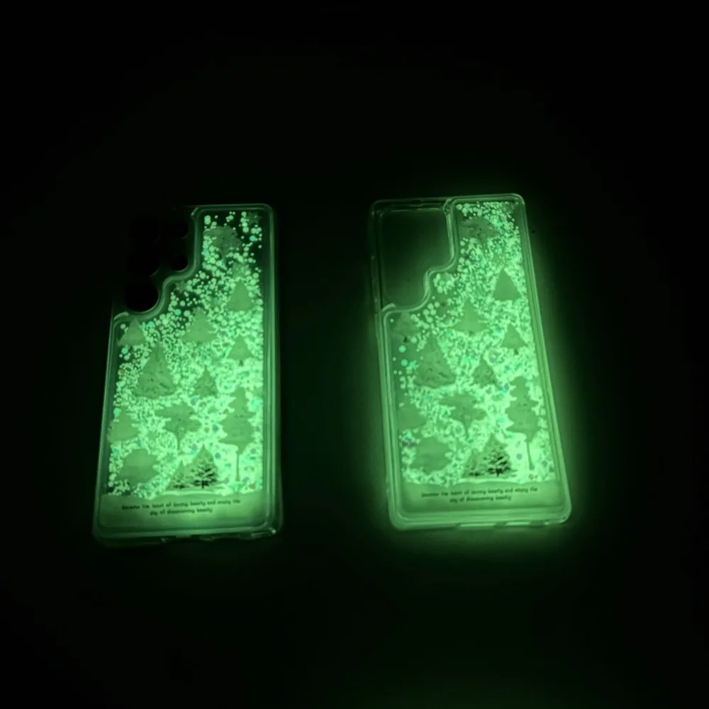 Luxury Quicksand Glitter Fluorescence Phone Case with Fireworks Forest Bling Design