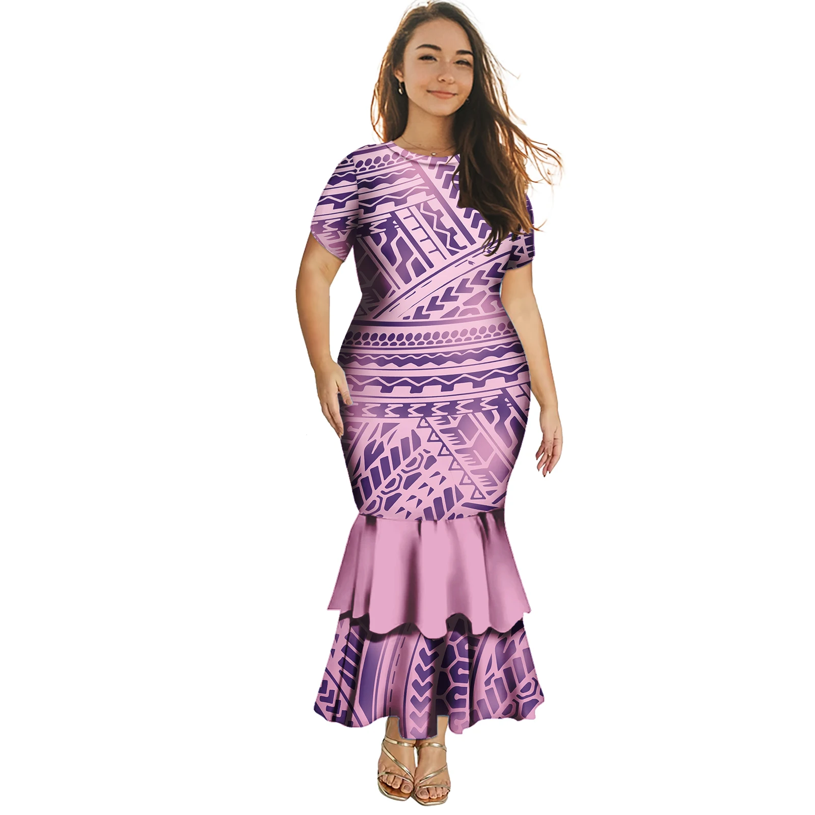 Samoan Puletasi Dress Tradition Polynesian Print Custom Pattern Mermaid Dresses Bodycon Puletasi Dresses for Women