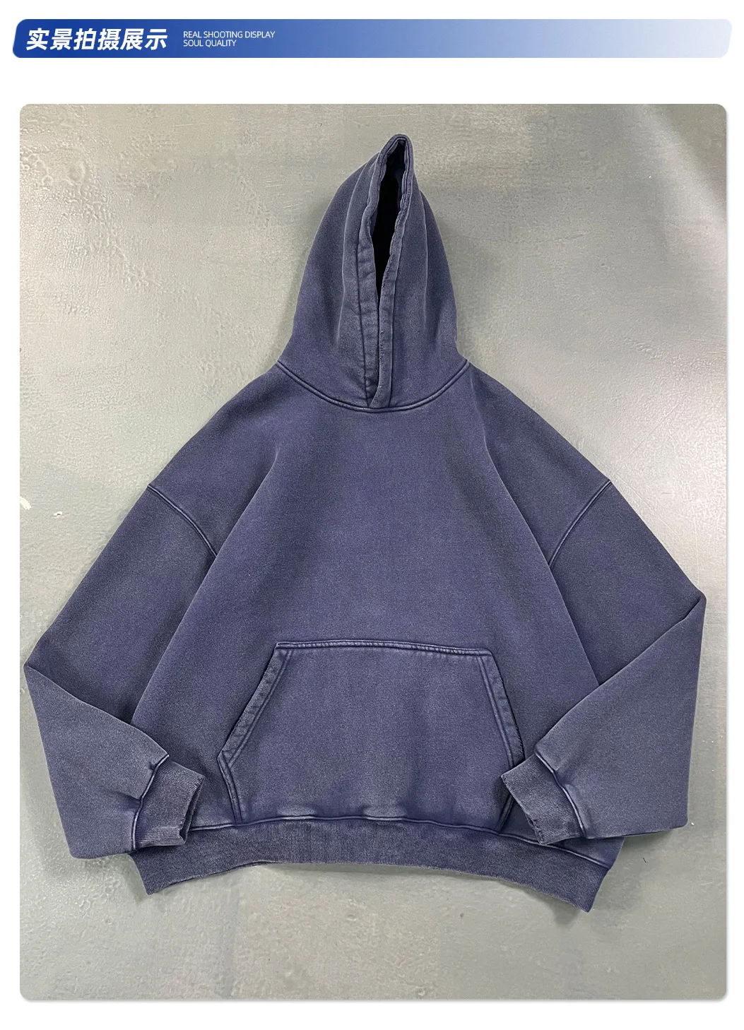 Custom LOGO men's new short BOXY version 370G heavy fleece worn old hooded sweater scimitar wide leg trousers couple suit