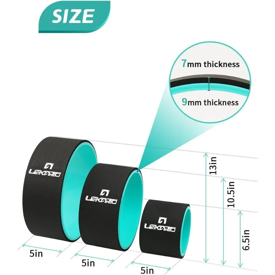 Yoga Wheel Set of 3, Back Roller for Back Pain Relief, Stretching, Multifunctional Back Wheel Improve Flexibility, Strength & Ba