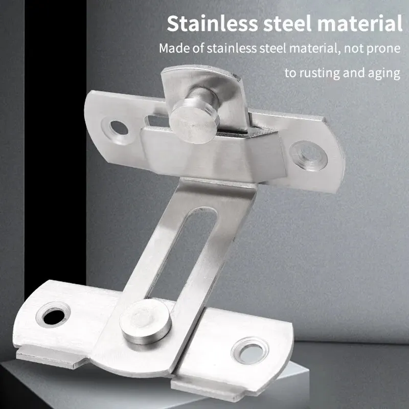 Stainless Steel Door Latch Bolts 90/180 Degree Sliding Barn Door Thickened Safety Buckle Window Cabinet Locks with Screws hooks