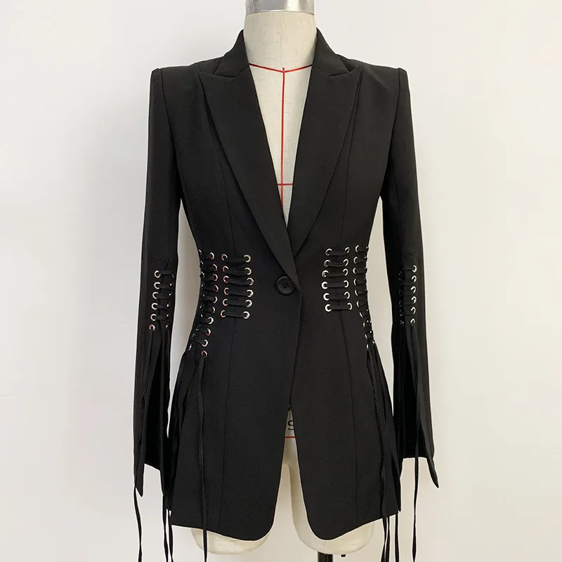 

New 2023 slim fit sexy ladies hollow out blazer Outerwear suit elegant female clothing wholesale