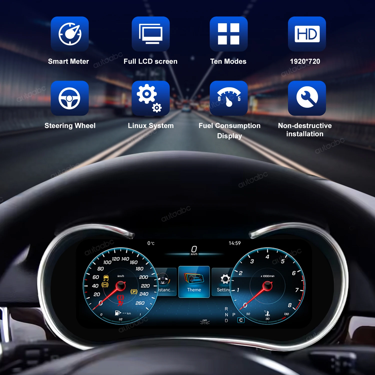 Panel de instrumentos LCD de 10.25 pulgadas con Carplay y Android Auto inalámbricos para Mercedes Benz ML GL GLE GLS W166 X166, velocímetro para coche. 4