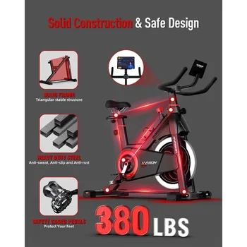 Exercise Bike 400 lbs Capacity, Magnetic Stationary Bikes for Home Gym with Bluetooth & Tablet Holder & Comfortable Seat Cushion 3